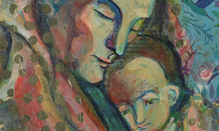 iconography close up of virgin mary's face